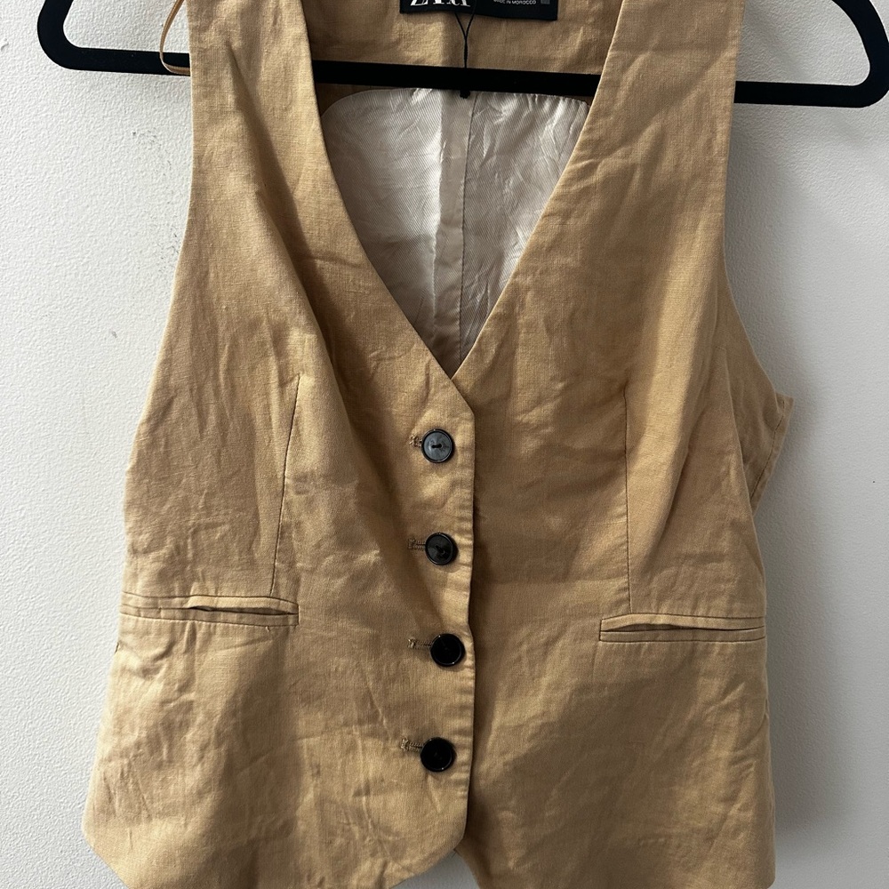 Zara Tan Buttoned Vest Top